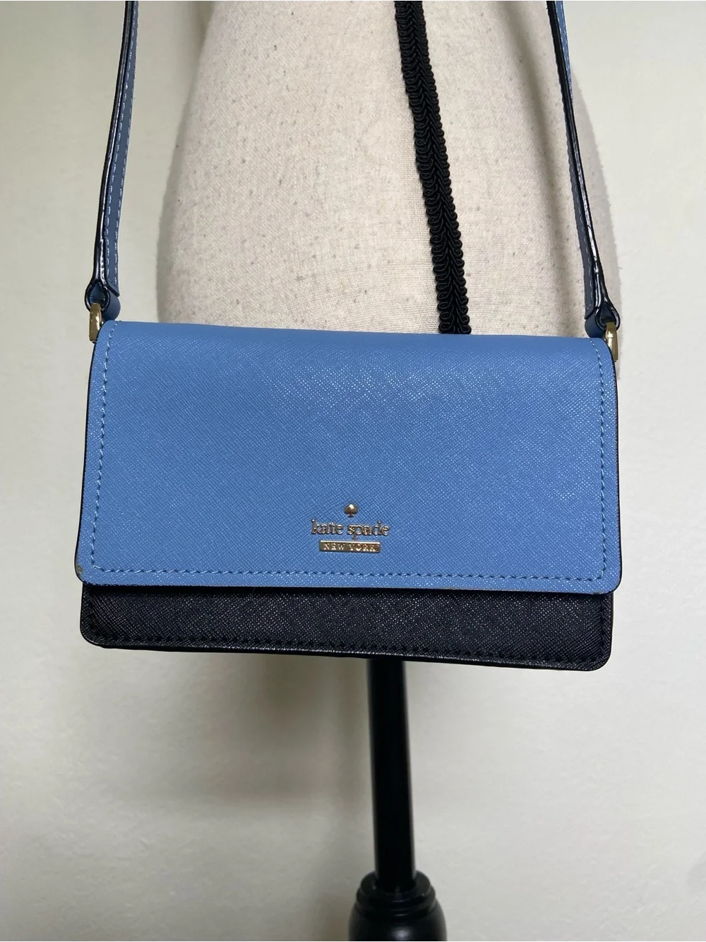 Kate Spade Blue and Black Crossbody Flap Bag